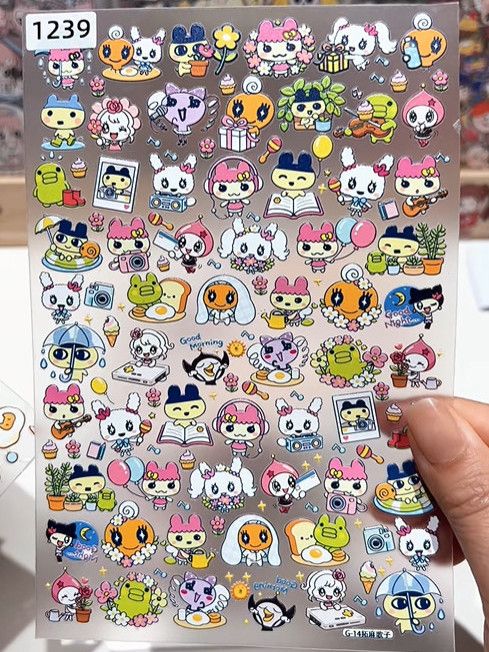 Bandai Model Tamagotchi - Yeni Kabartmalı Tamagotchi Su Geçirmez Çıkartmalar,